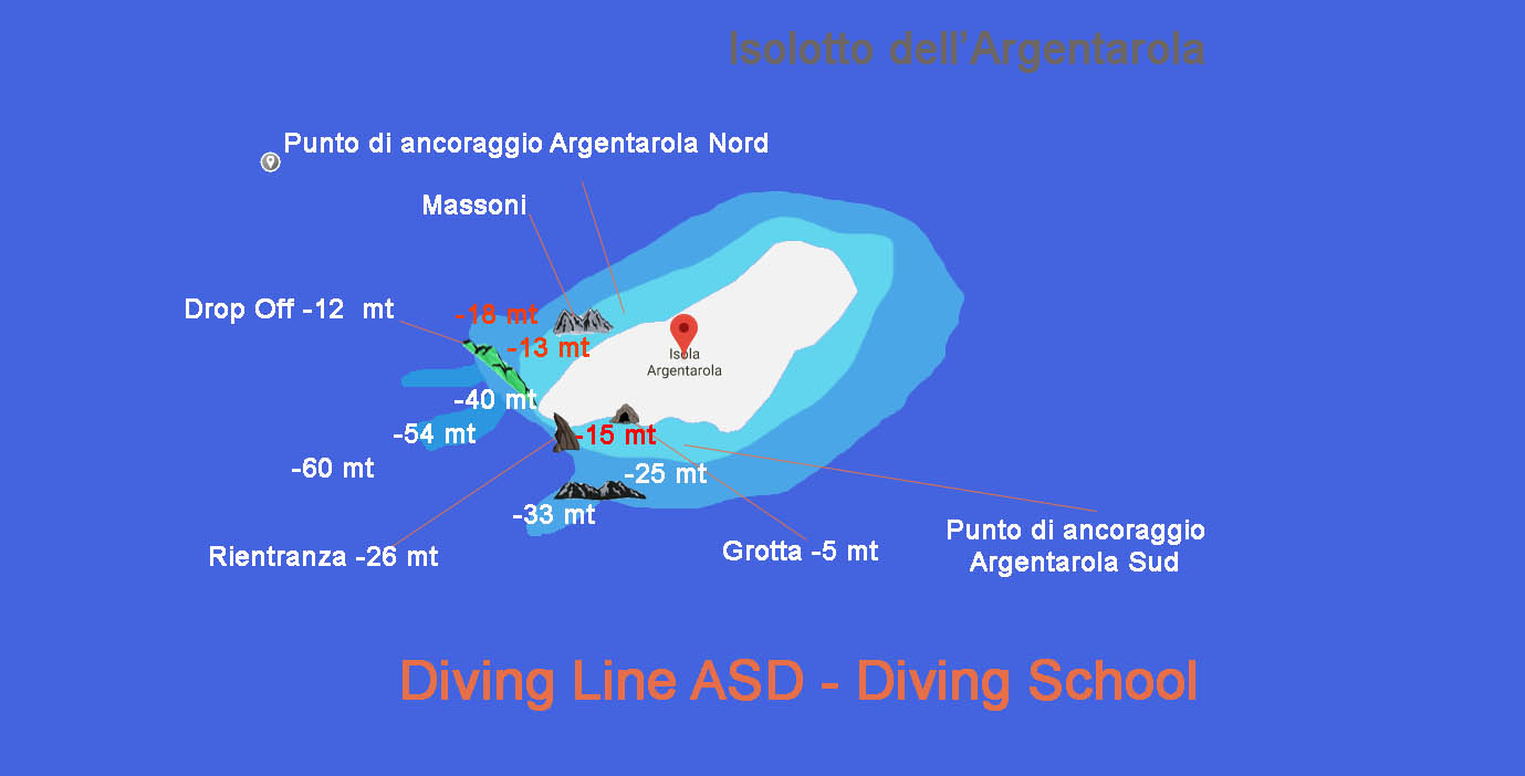 Mappa dell'Argentarola - Diving Line ASD - All Right Reserved